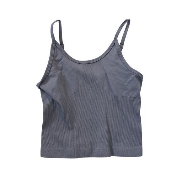 Seamless Light Gray Ribbed Tank Top 92% Polyamide 8% Elastane Small - Picture 4 of 4